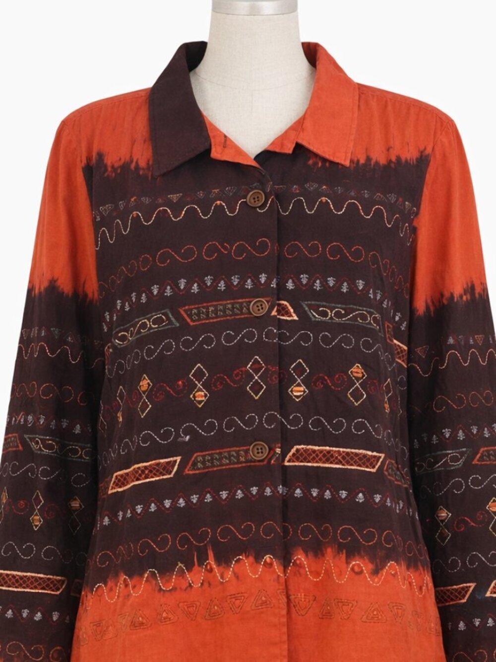 Vintage Stonebridge Art to Wear Tribal Graphic Button Up Jacket | 2X